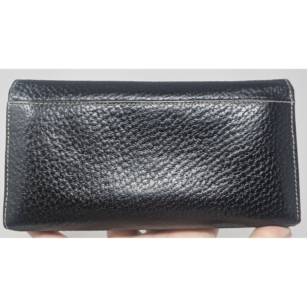 Kate Spade Wallet Womens Black Pebble Trifold Leather Wallet Made Italy 7.25"x4" - Picture 2 of 14